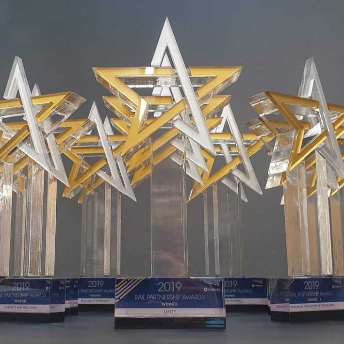 Personalised Acrylic Rail Awards made by More Creative
